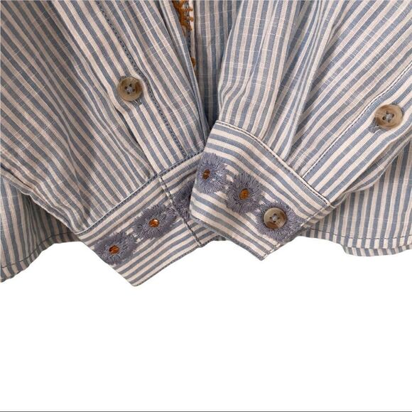 Anthropologie Pilcro Front Button Floral Embroidered Long Sleeve Top in Size XS - Picture 9 of 9
